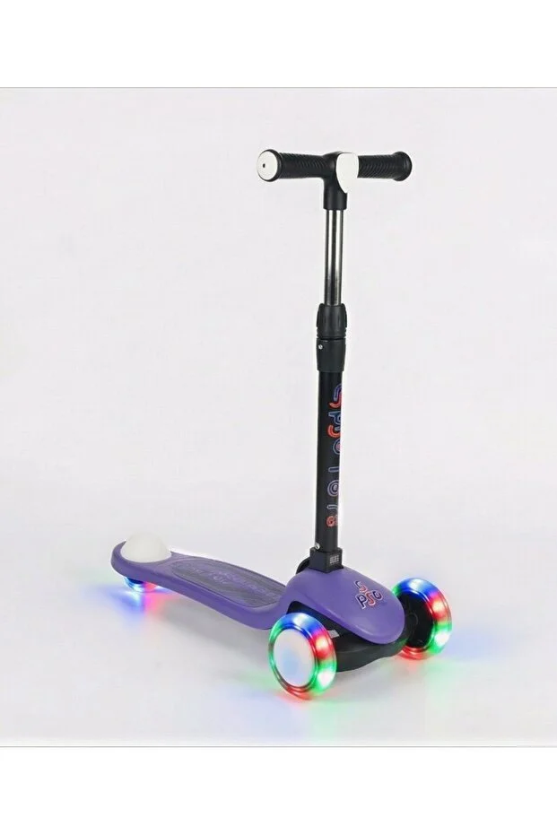 Işık/Ledli Üç Teker Yükseklik Ayarlanabilir ve Katlanabilir Fren Sistemli Çocuk Scooter